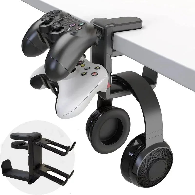 Support Casque Gaming 2-en-1 Rotatif pour Bureau